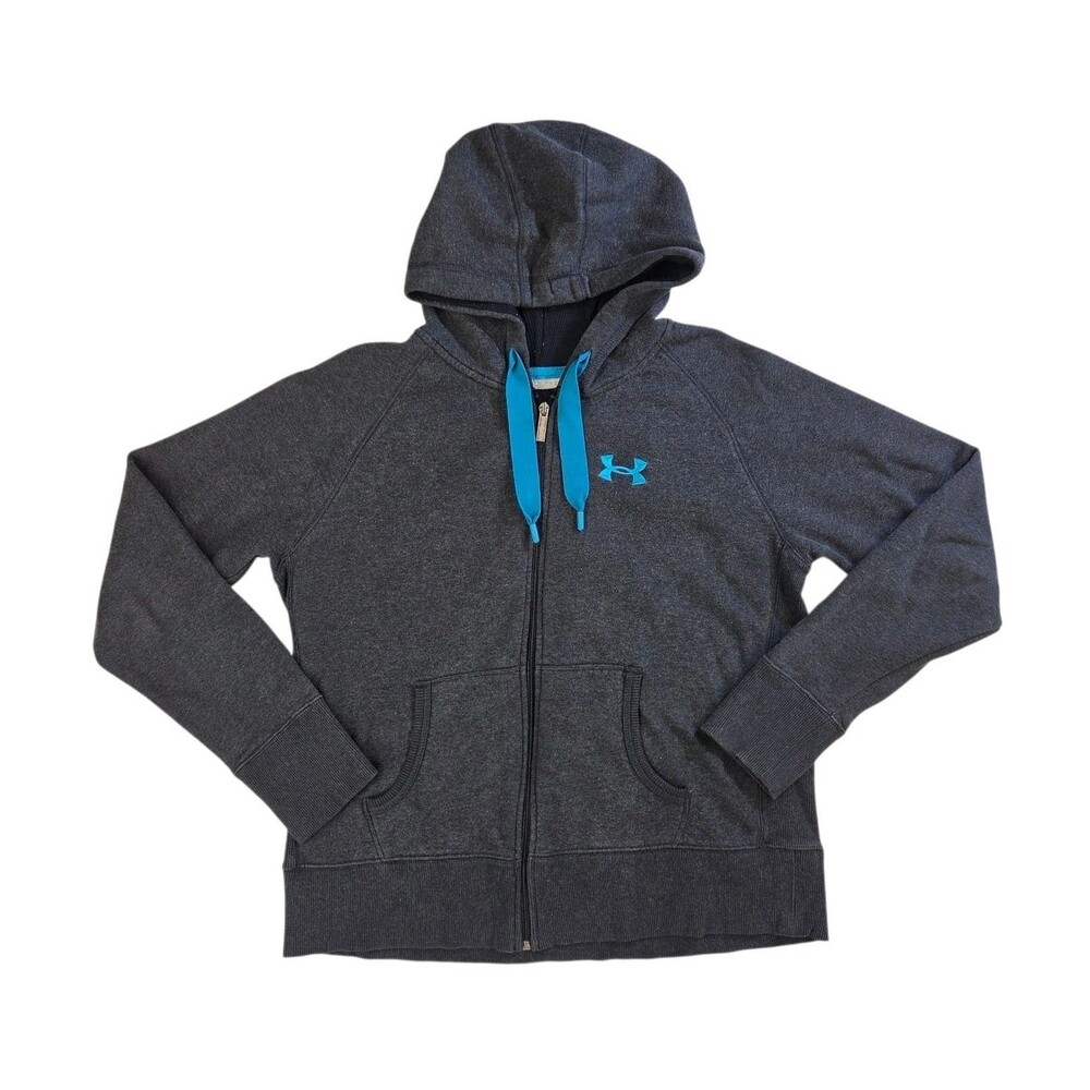 Under Armour Storm Hoodie Men's L Loose Gray Blue Full Zip Fleece Sweatshirt